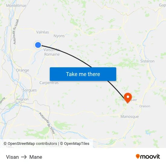 Visan to Mane map