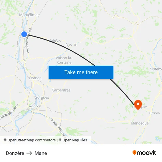 Donzère to Mane map