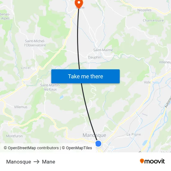 Manosque to Mane map