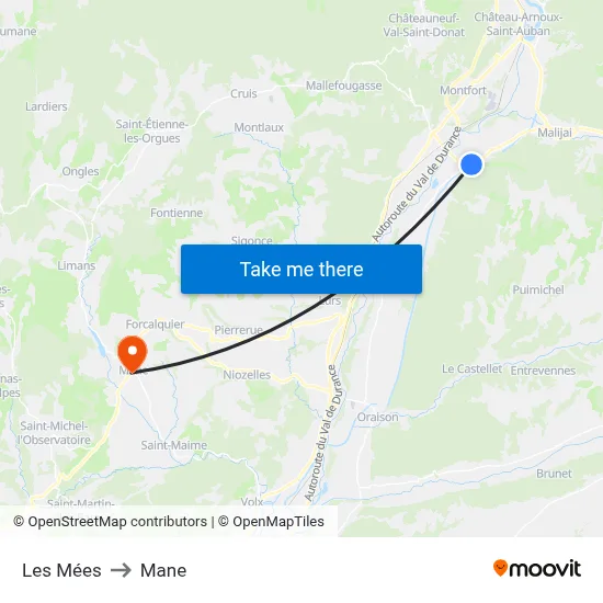 Les Mées to Mane map