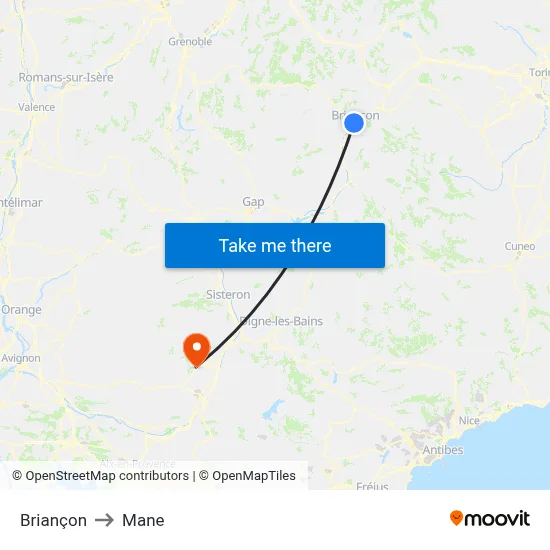 Briançon to Mane map