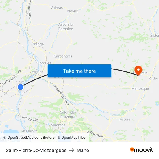 Saint-Pierre-De-Mézoargues to Mane map