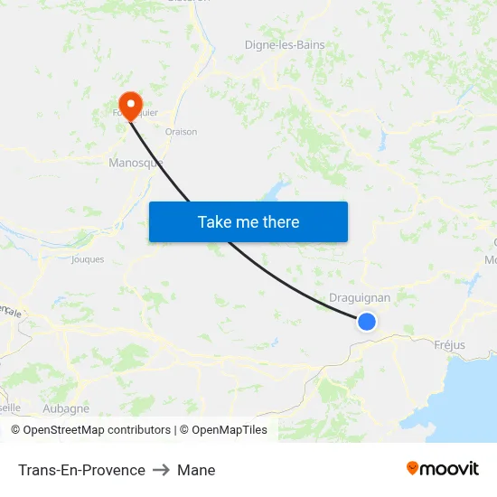 Trans-En-Provence to Mane map