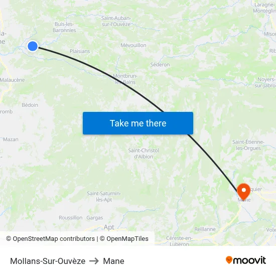 Mollans-Sur-Ouvèze to Mane map
