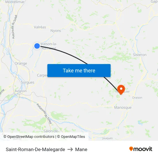 Saint-Roman-De-Malegarde to Mane map