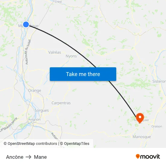 Ancône to Mane map