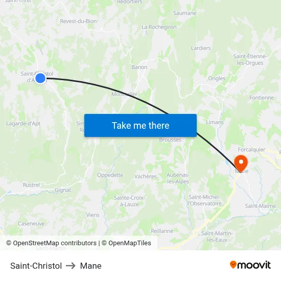 Saint-Christol to Mane map