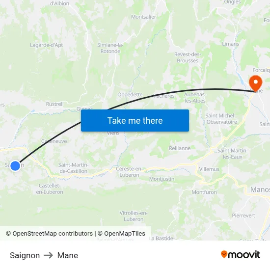 Saignon to Mane map