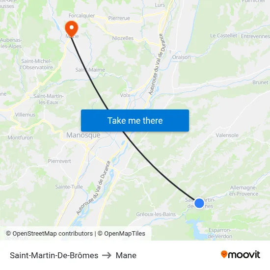 Saint-Martin-De-Brômes to Mane map