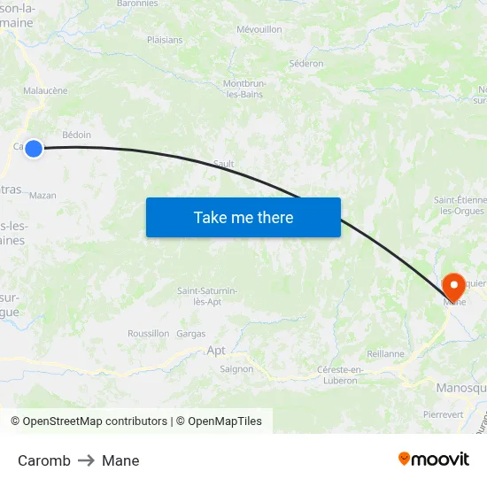 Caromb to Mane map