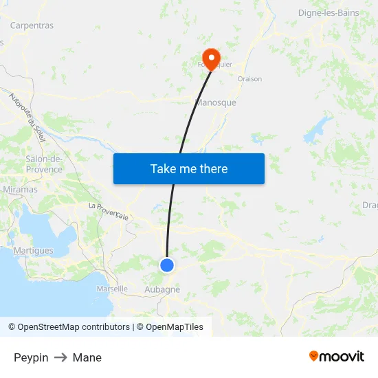 Peypin to Mane map