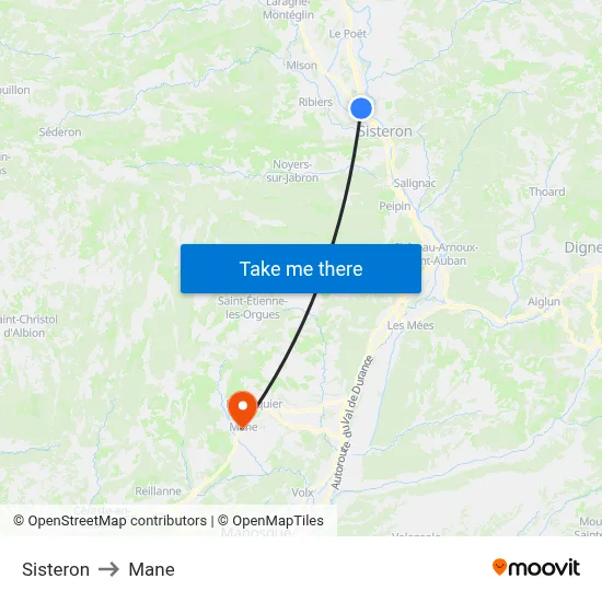 Sisteron to Mane map