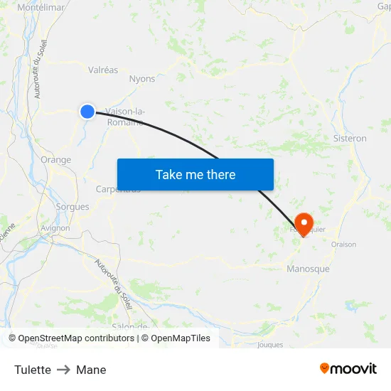 Tulette to Mane map