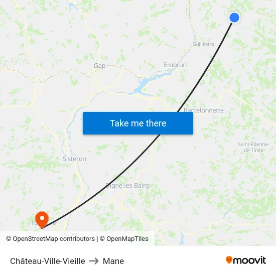 Château-Ville-Vieille to Mane map