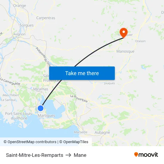 Saint-Mitre-Les-Remparts to Mane map