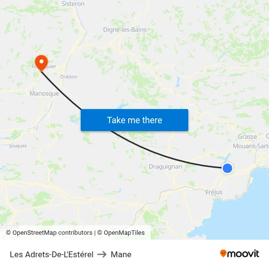 Les Adrets-De-L'Estérel to Mane map