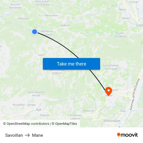 Savoillan to Mane map