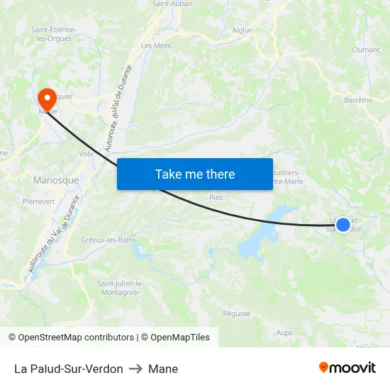 La Palud-Sur-Verdon to Mane map
