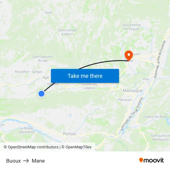 Buoux to Mane map