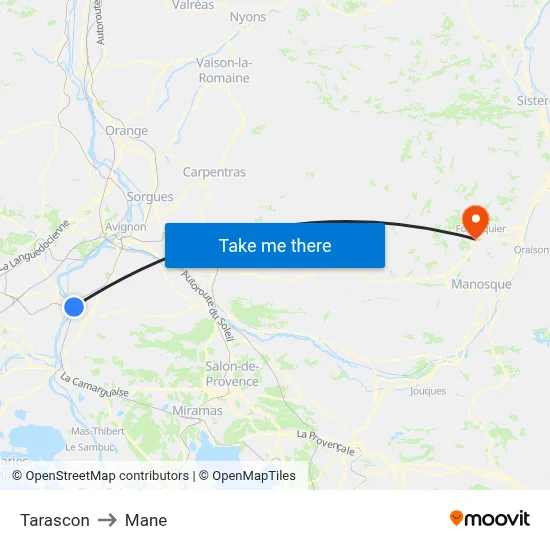 Tarascon to Mane map