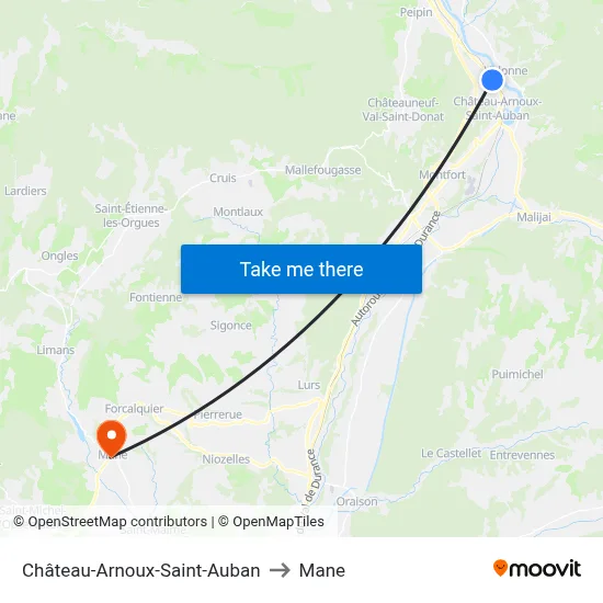 Château-Arnoux-Saint-Auban to Mane map