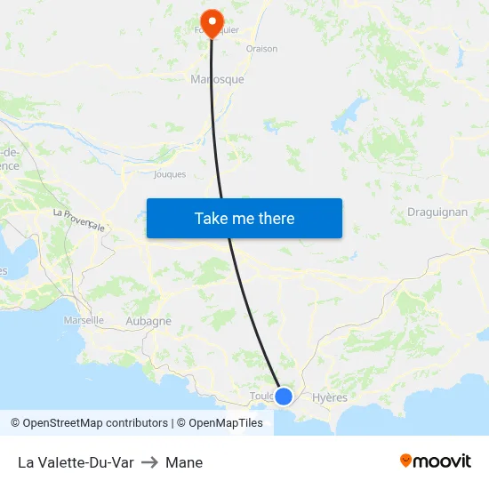 La Valette-Du-Var to Mane map