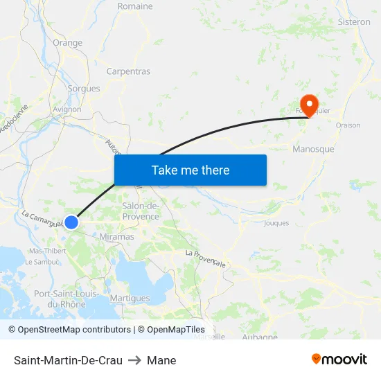 Saint-Martin-De-Crau to Mane map