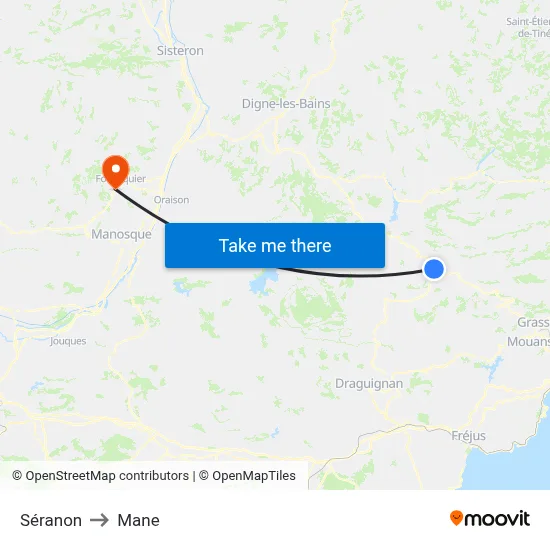 Séranon to Mane map