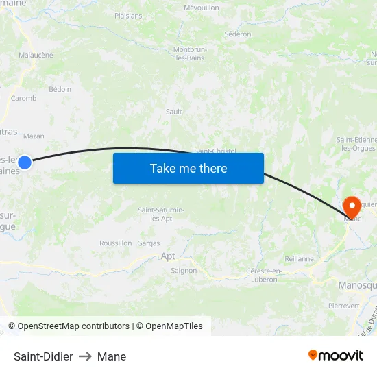 Saint-Didier to Mane map