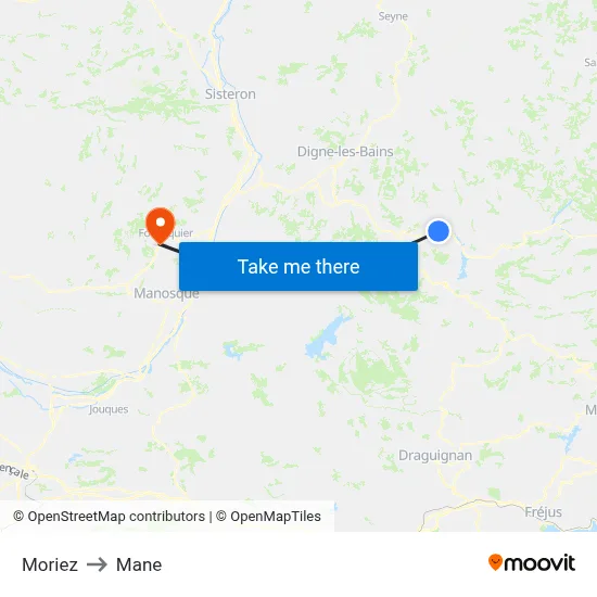 Moriez to Mane map