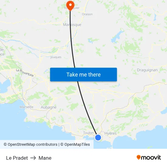 Le Pradet to Mane map