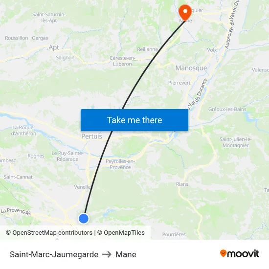 Saint-Marc-Jaumegarde to Mane map
