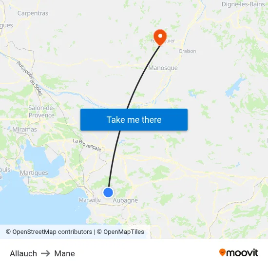 Allauch to Mane map