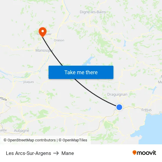Les Arcs-Sur-Argens to Mane map