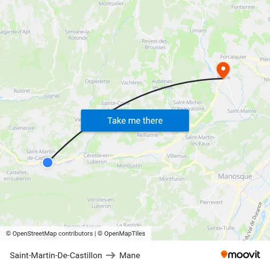 Saint-Martin-De-Castillon to Mane map