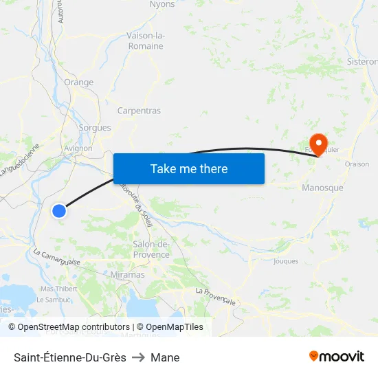 Saint-Étienne-Du-Grès to Mane map