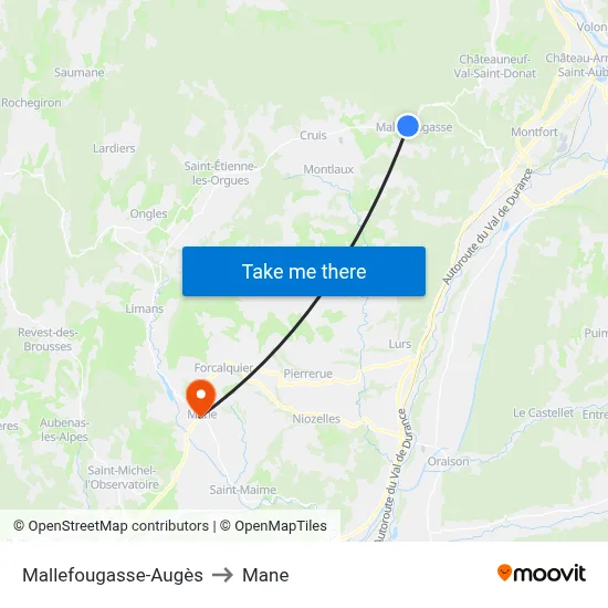 Mallefougasse-Augès to Mane map