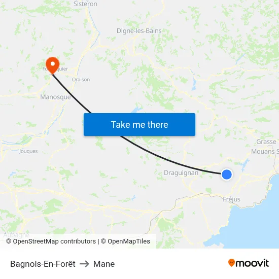 Bagnols-En-Forêt to Mane map