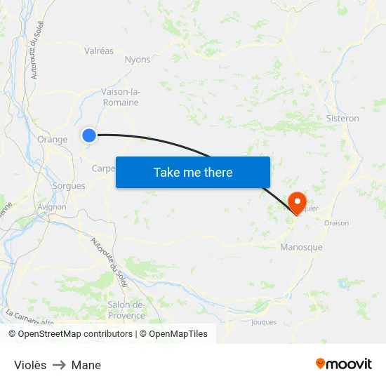 Violès to Mane map