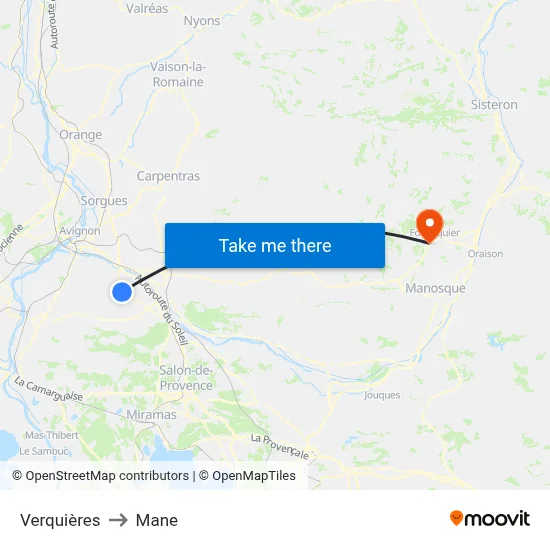 Verquières to Mane map