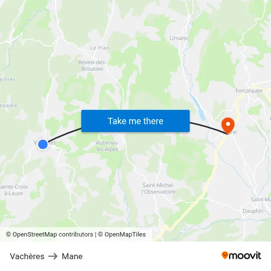 Vachères to Mane map