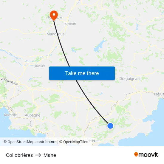 Collobrières to Mane map