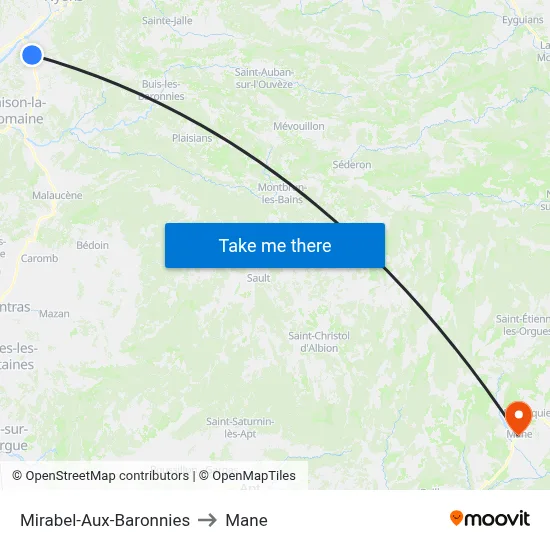 Mirabel-Aux-Baronnies to Mane map