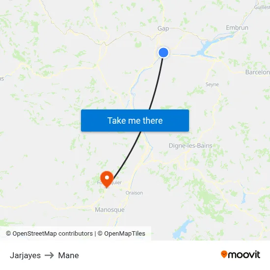 Jarjayes to Mane map
