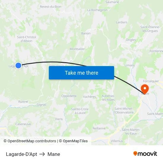 Lagarde-D'Apt to Mane map