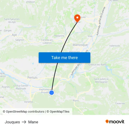 Jouques to Mane map