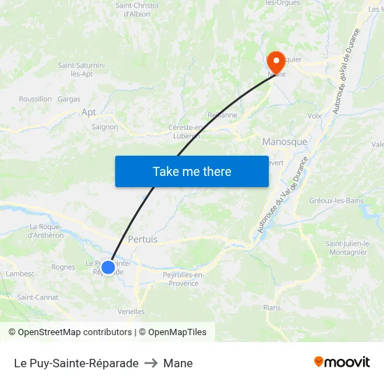 Le Puy-Sainte-Réparade to Mane map