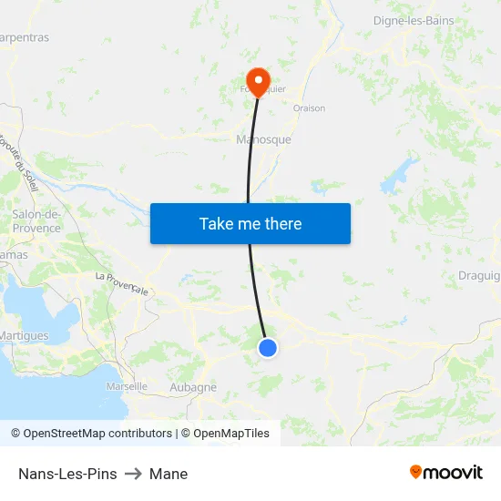 Nans-Les-Pins to Mane map