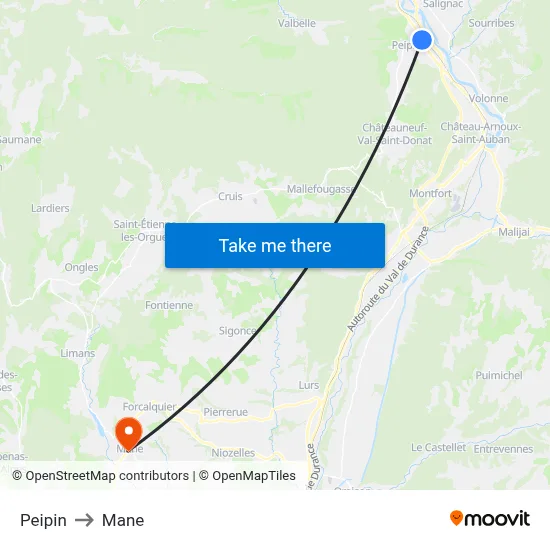 Peipin to Mane map