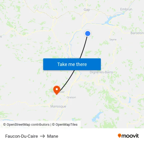 Faucon-Du-Caire to Mane map